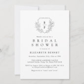 ミニマルさくらんぼブロッサムモノグラムクレストブライダル 招待状 (正面)