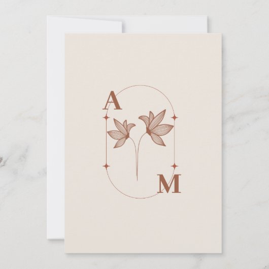 ミニマルさび燃えたオレンジ色のテラコッタ結婚ズ 招待状 (裏面)