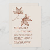 ミニマルさび燃えたオレンジ色のテラコッタ結婚ズ 招待状 (正面/裏面)