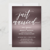 ミニマルたった今結婚しましたの手書き入力バラ金ゴールド 招待状 (正面)