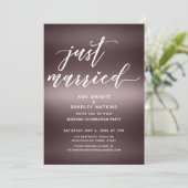 ミニマルたった今結婚しましたの手書き入力バラ金ゴールド 招待状 (スタンド正面)