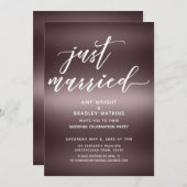 ミニマルたった今結婚しましたの手書き入力バラ金ゴールド 招待状 (正面/裏面)