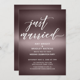 ミニマルたった今結婚しましたの手書き入力バラ金ゴールド 招待状