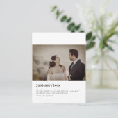 ミニマルたった今結婚しましたタイプライター写真 ポストカード (スタンド正面)