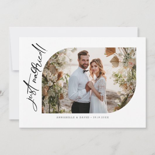 ミニマルたった今結婚しました写真 案内状 (正面)