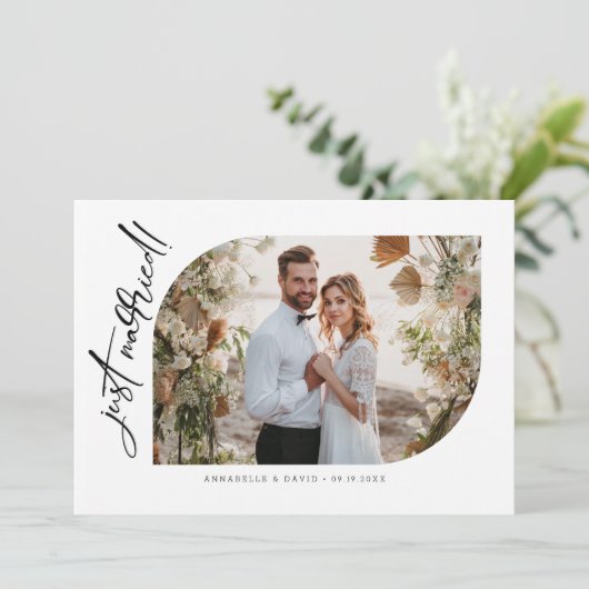 ミニマルたった今結婚しました写真 案内状 (スタンド正面)