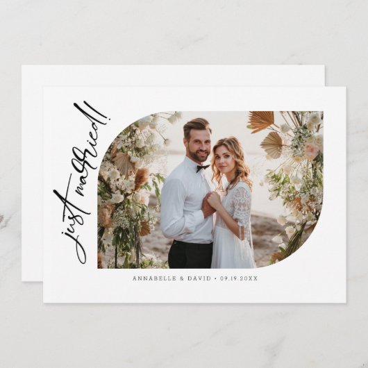 ミニマルたった今結婚しました写真 案内状 (正面/裏面)