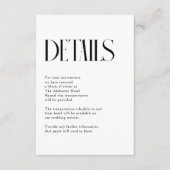 ミニマルでおしゃれなウェディングの詳細 エンクロージャーカード (正面)
