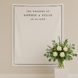 ミニマルでおしゃれなエレガントな結婚式当日の写真用背景 タペストリー