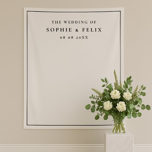 ミニマルでおしゃれなエレガントな結婚式当日の写真用背景 タペストリー