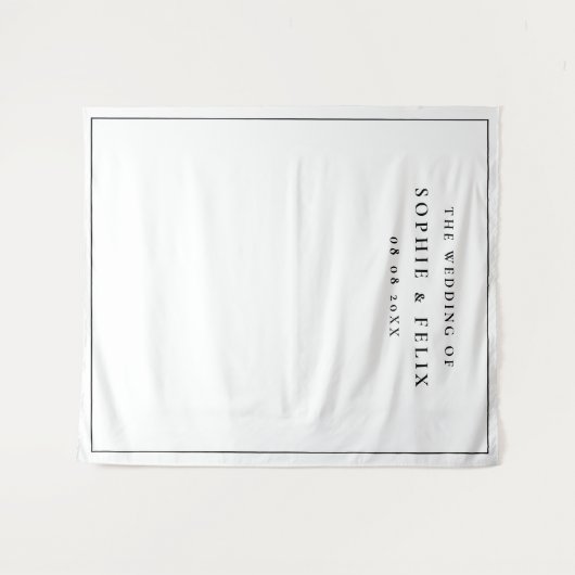 ミニマルでおしゃれなエレガントな結婚式当日の写真用背景 タペストリー (正面(横))