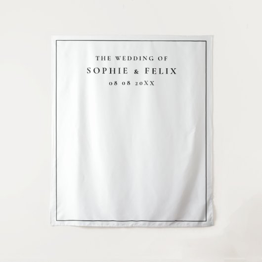 ミニマルでおしゃれなエレガントな結婚式当日の写真用背景 タペストリー (正面)