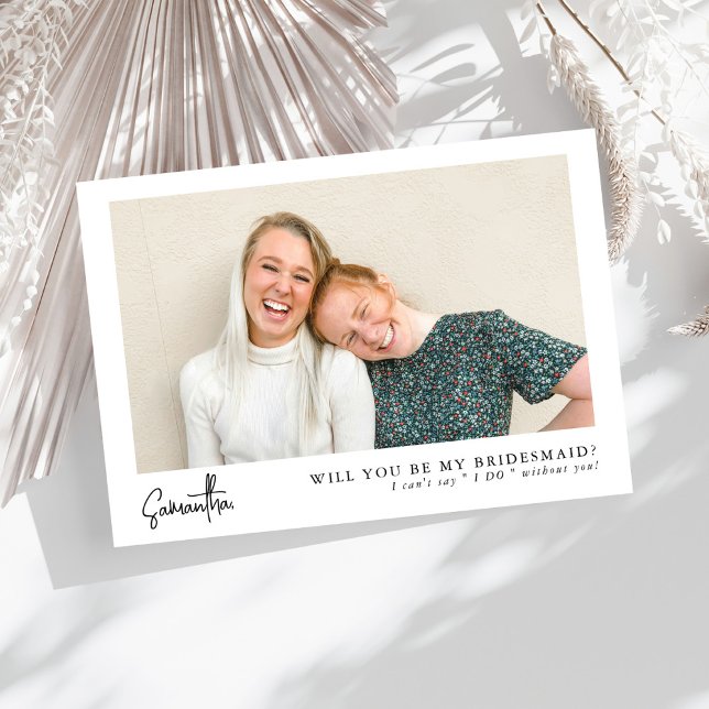 ミニマルでおしゃれなスクリプト写真 ブライドメイドへの提案カード (クリエイターアップロード済み)