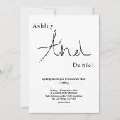 ミニマルでおしゃれなブラック＆ホワイトのエレガントなウェディング 招待状 (正面)