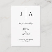 ミニマルでおしゃれなブラック＆ホワイトの結婚式招待状 エンクロージャーカード (正面)