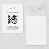 ミニマルでおしゃれなブラック&ホワイトQRコード結婚式 エンクロージャーカード (正面/裏面)