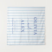 ミニマルでおしゃれなブルーのフランス風オーダーメイドウェディング タペストリー (正面(横))