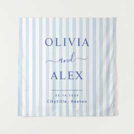 ミニマルでおしゃれなブルーのフランス風オーダーメイドウェディング タペストリー