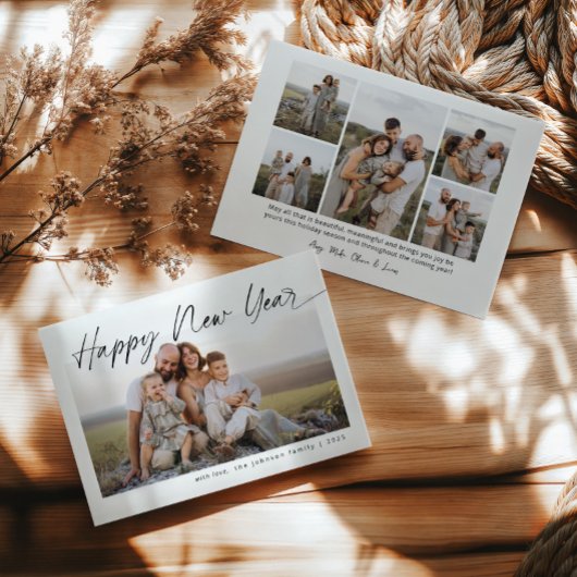 ミニマルでおしゃれな新年のモダンスクリプトクリスマスカード シーズンカード