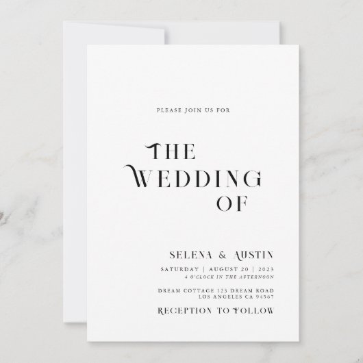 ミニマルでおしゃれな結婚式の招待状 招待状 (正面)