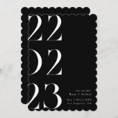 ミニマルでおしゃれな黒と白の「Save the date」 招待状 (正面/裏面)