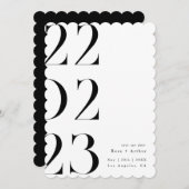 ミニマルでおしゃれな黒と白の「Save the date」 招待状 (正面/裏面)