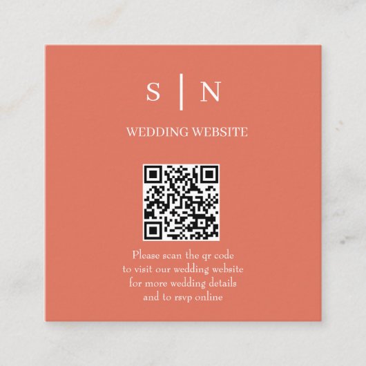 ミニマルでおしゃれ | テラコッタとホワイトのQRコード エンクロージャーカード (正面)