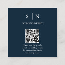 ミニマルでおしゃれ | ネイビーブルーとホワイトのQRコード