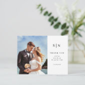 ミニマルでおしゃれ | フォト ウェディング サンクス ポストカード (スタンド正面)