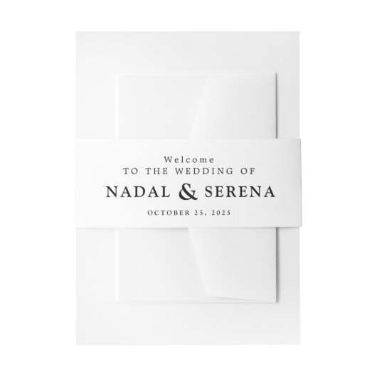 ミニマルでおしゃれ | ブラック＆ホワイトのモノグラム 招待状ベリーバンド (正面例)