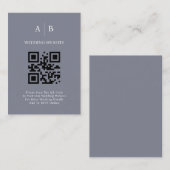 ミニマルでおしゃれ、ブルーグレーQRコードウェディング エンクロージャーカード (正面/裏面)