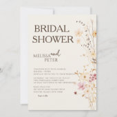 ミニマルでおしゃれ | ボヘミアンワイルドフラワーのブライズシャワー 招待状 (正面)
