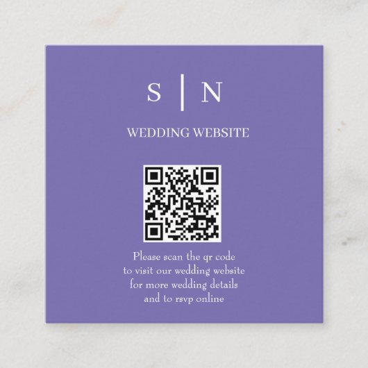 ミニマルでおしゃれ | 紫と白のQRコード エンクロージャーカード (正面)