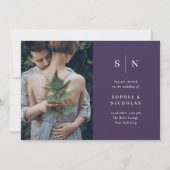 ミニマルでおしゃれ | 紫色の写真 ウェディング 招待状 (正面)