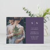 ミニマルでおしゃれ | 紫色の写真 ウェディング 招待状 (スタンド正面)