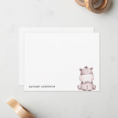 ミニマルでかわいい赤ちゃんカバの子供向けパーソナライズグッズ ノートカード (正面/裏面インサイチュ)