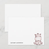 ミニマルでかわいい赤ちゃんカバの子供向けパーソナライズグッズ ノートカード (正面/裏面)