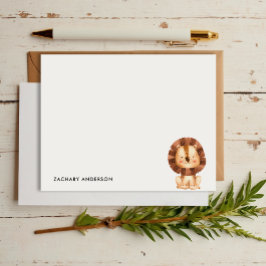 ミニマルでかわいい赤ちゃんライオンの子供用パーソナライズグッズ ノートカード