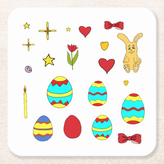 ミニマルでかわいい イースター ハッピーイースター 漫画 コースター (正面)