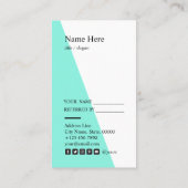 ミニマルできれいで明るいティール(緑がかった色)のタイプエラーの紹介の垂直 名刺 (裏面)