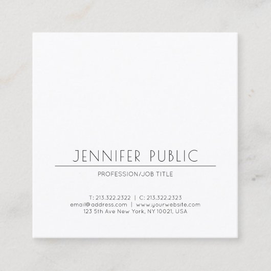 ミニマルでエレガントでモダンで明白で粋な贅沢 スクエア名刺 (正面)