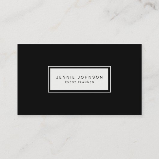 ミニマルでエレガントでモダンで黒い名刺 名刺 (正面)