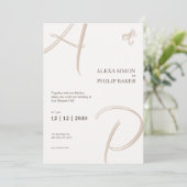 ミニマルでエレガントなイニシャル招待状 招待状 (スタンド正面)