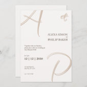 ミニマルでエレガントなイニシャル招待状 招待状 (正面/裏面)