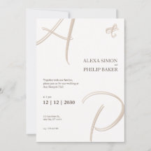 ミニマルでエレガントなイニシャル招待状