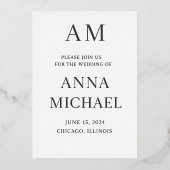 ミニマルでエレガントなウェディング招待状 – ラグジュアリー スタイル 箔招待状 (正面)