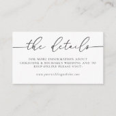 ミニマルでエレガントなカリグラフィー結婚式の詳細 エンクロージャーカード (正面)