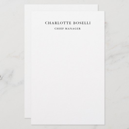 ミニマルでエレガントなクラシカルなプロフェッショナルスタイル 便箋 (正面/裏面)