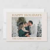 ミニマルでエレガントなゴールドとクリームの写真 シーズンカード (正面)