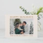 ミニマルでエレガントなゴールドとクリームの写真 シーズンカード (スタンド正面)